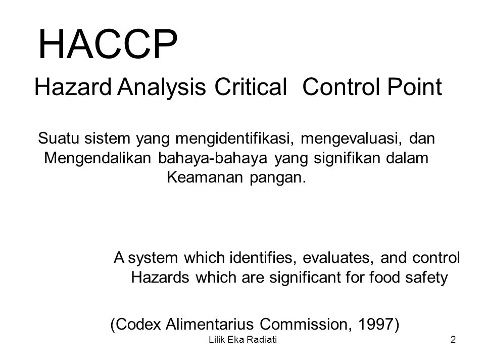 HACCP Hazard Analysis Critical Control Point