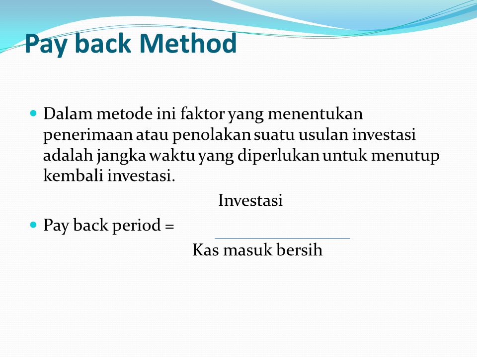 Pay back Method
