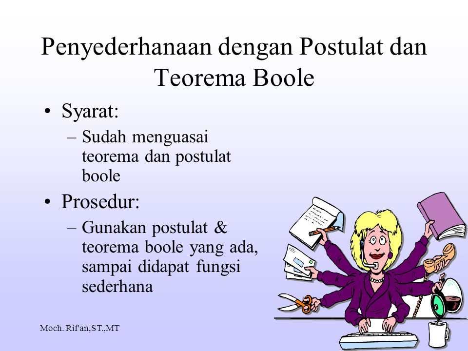 Penyederhanaan dengan Postulat dan Teorema Boole