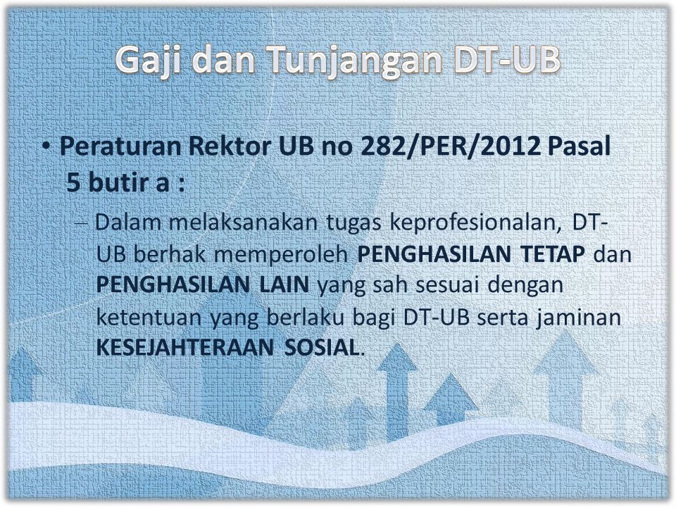 • Peraturan Rektor UB no 282/PER/2012 Pasal 5 butir a :