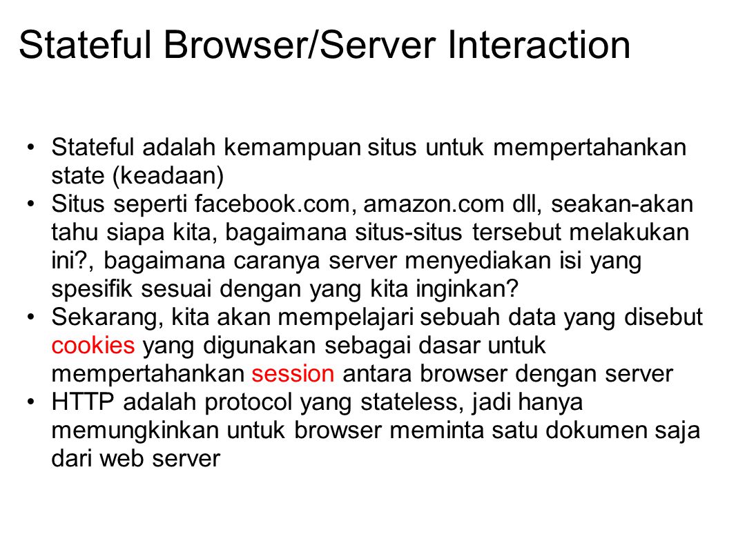 Stateful Browser/Server Interaction