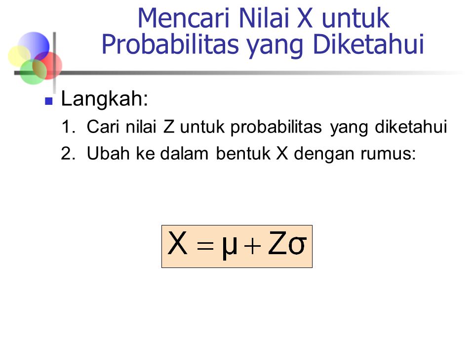 Mencari Nilai X untuk Probabilitas yang Diketahui