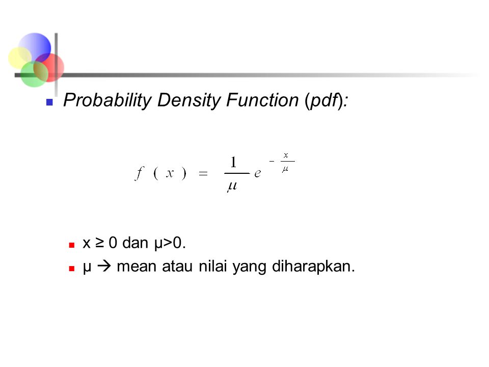Probability Density Function (pdf):