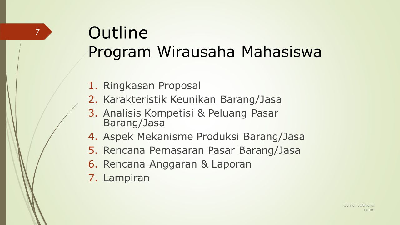 Outline Program Wirausaha Mahasiswa