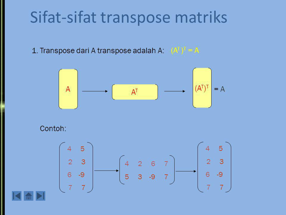 Sifat-sifat transpose matriks