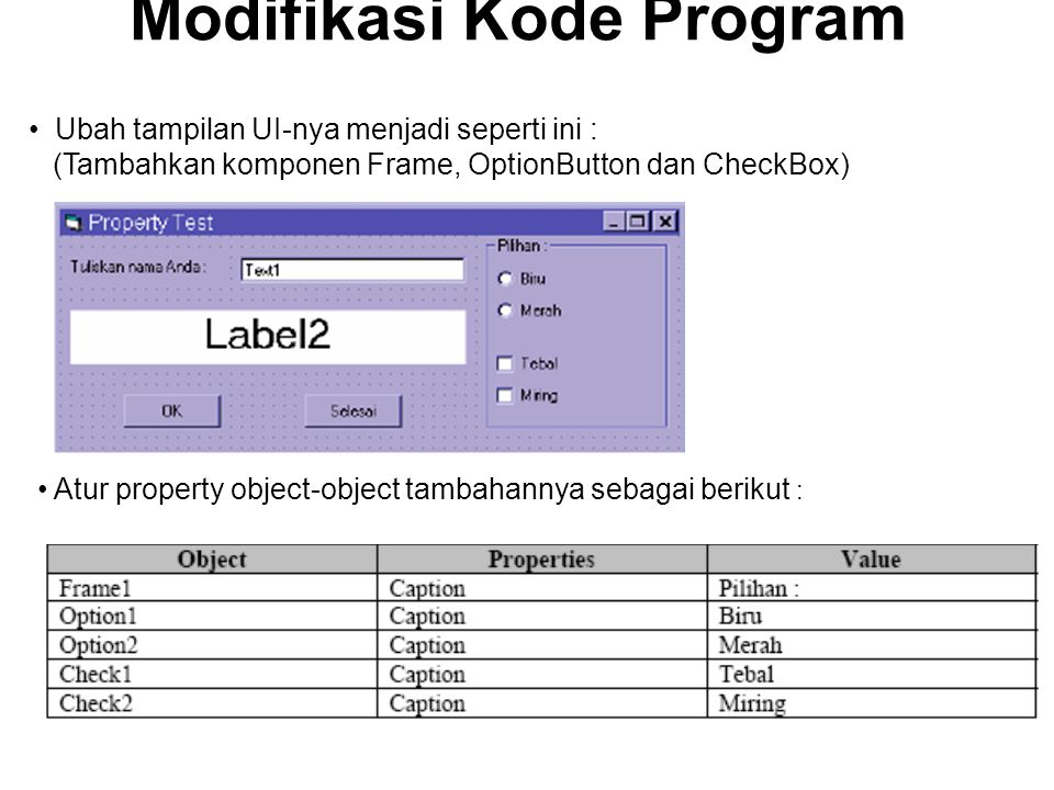 Modifikasi Kode Program