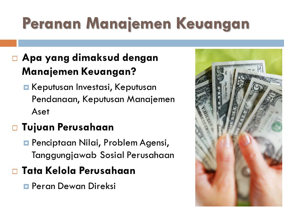 Peranan Manajemen Keuangan