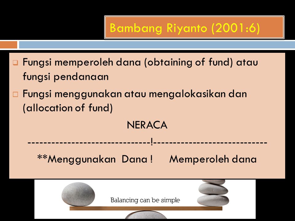 Bambang Riyanto (2001:6) Fungsi memperoleh dana (obtaining of fund) atau fungsi pendanaan.