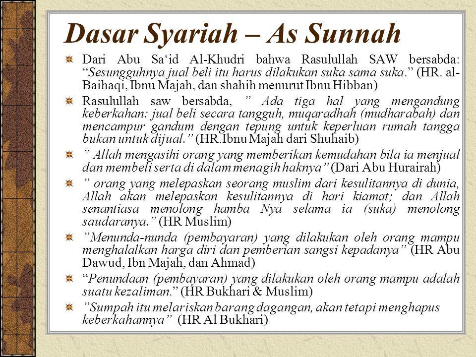 Dasar Syariah – As Sunnah