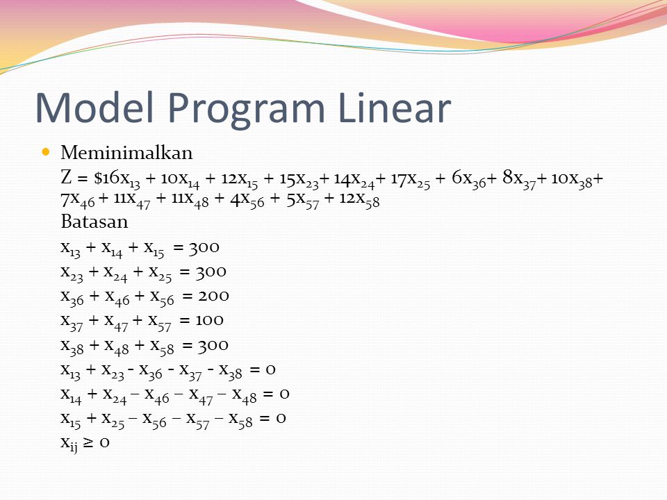 Model Program Linear Meminimalkan