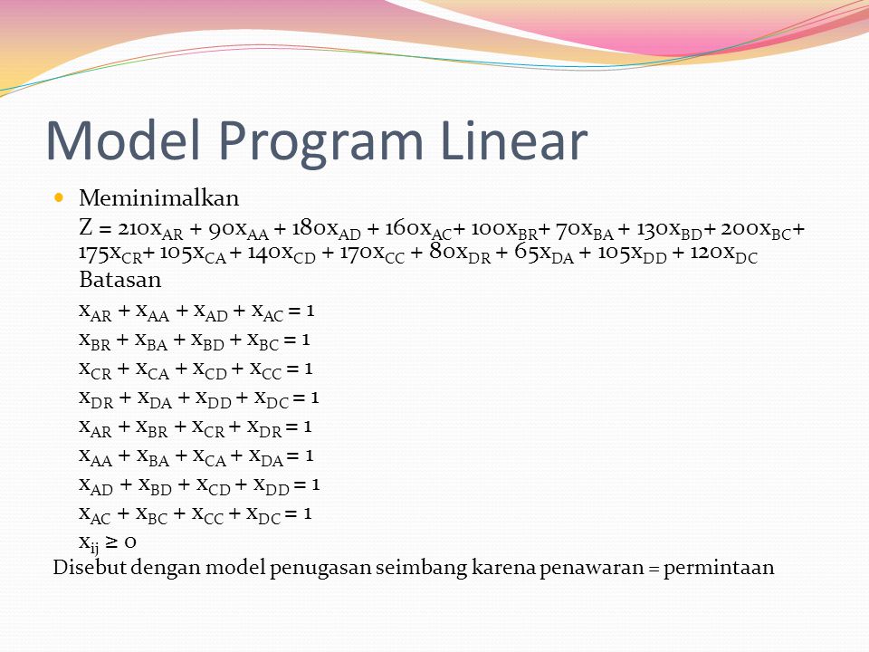 Model Program Linear Meminimalkan