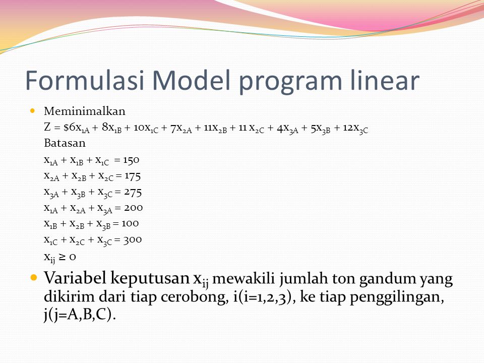 Formulasi Model program linear