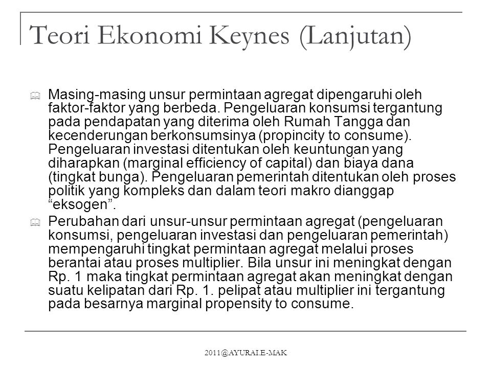 Teori Ekonomi Keynes (Lanjutan)