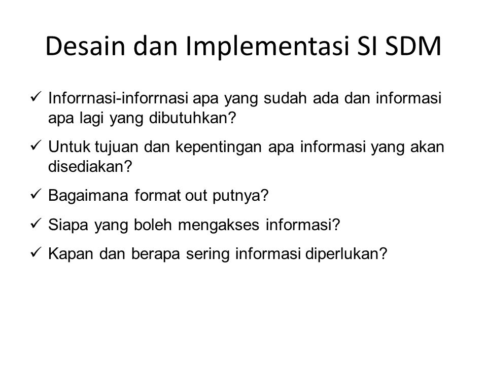 Desain dan Implementasi SI SDM