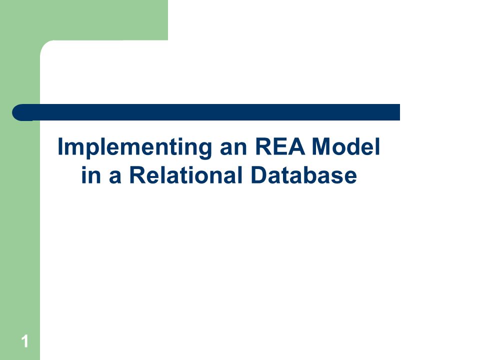 Implementing an REA Model in a Relational Database