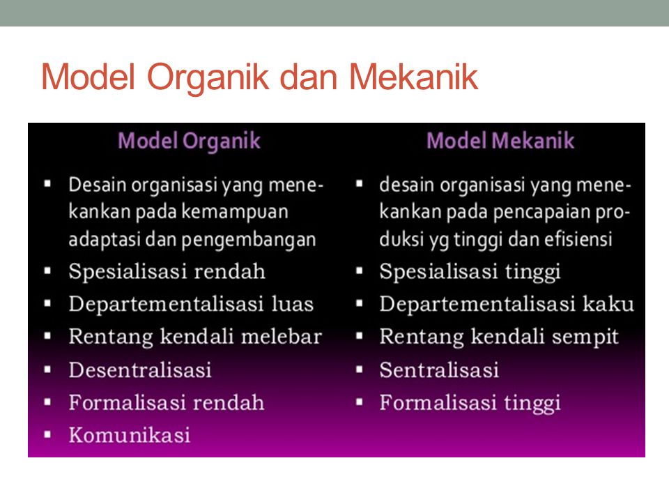 Model Organik dan Mekanik