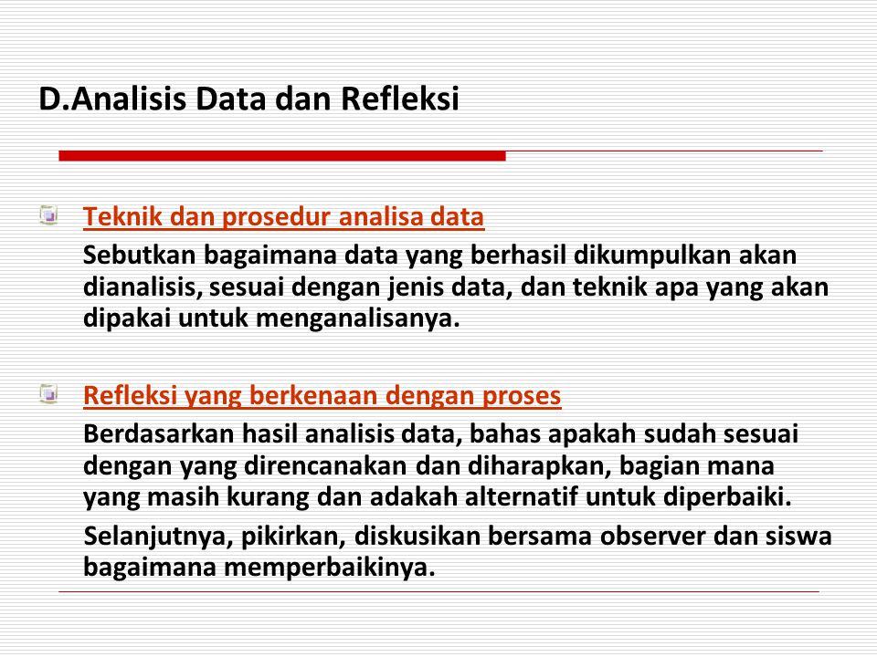 D.Analisis Data dan Refleksi