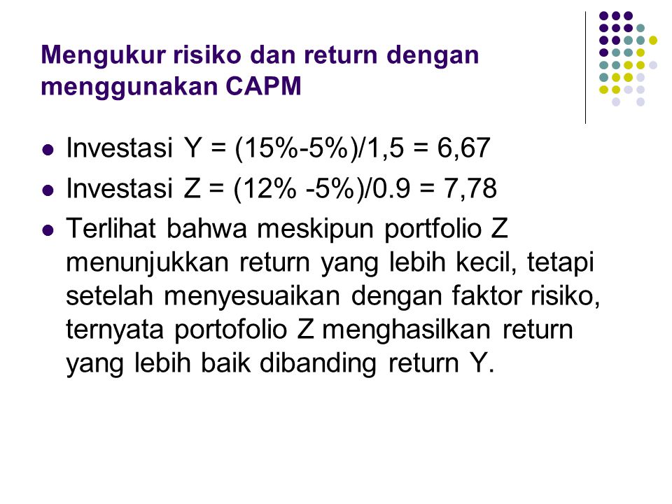 Mengukur risiko dan return dengan menggunakan CAPM