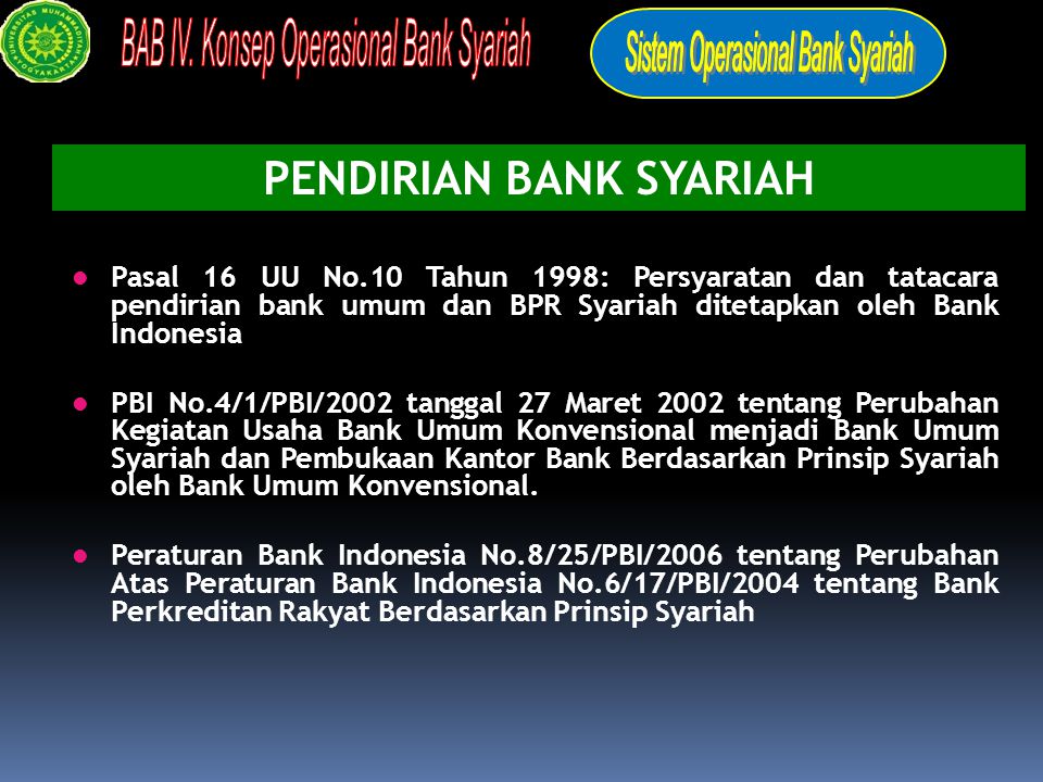 PENDIRIAN BANK SYARIAH