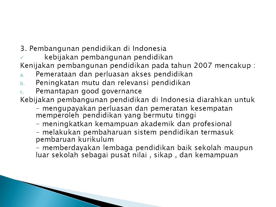 3. Pembangunan pendidikan di Indonesia