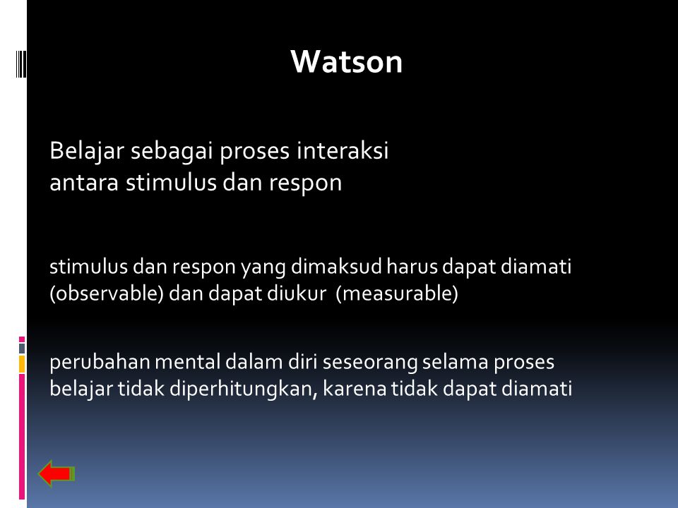 Watson Belajar sebagai proses interaksi antara stimulus dan respon