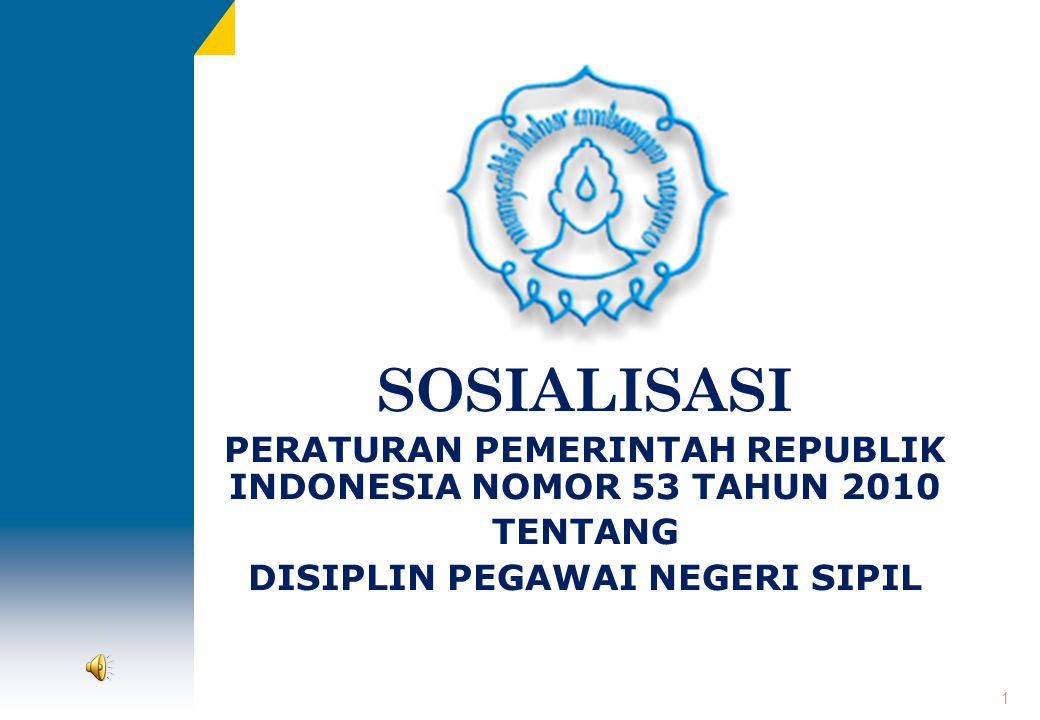 SOSIALISASI PERATURAN PEMERINTAH REPUBLIK INDONESIA NOMOR 53 TAHUN 2010.