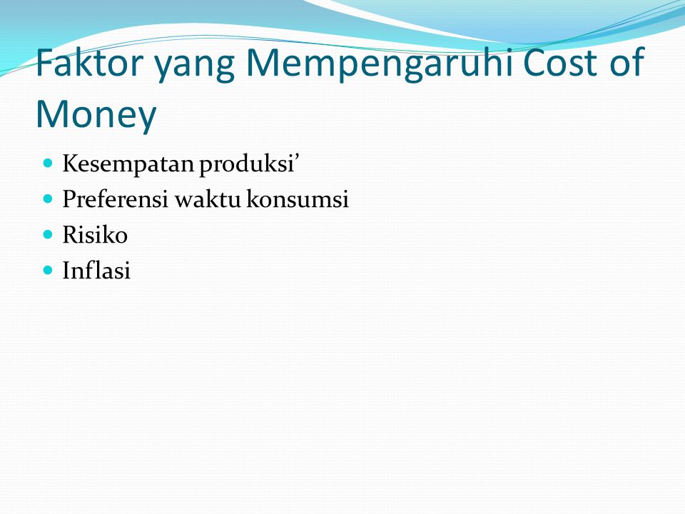 Faktor yang Mempengaruhi Cost of Money