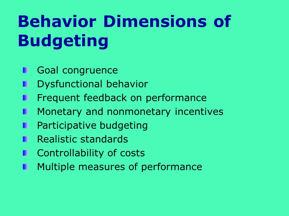 Behavior Dimensions of Budgeting