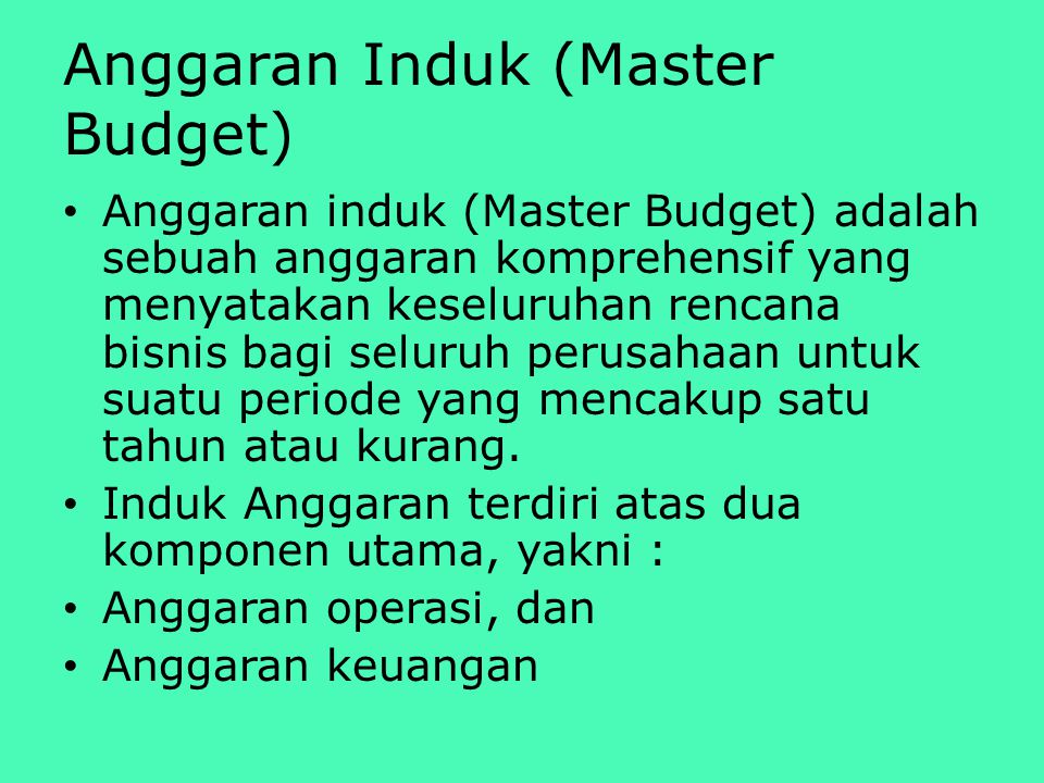 Anggaran Induk (Master Budget)