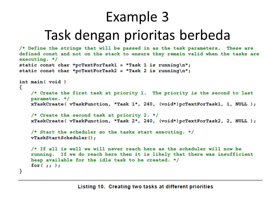 Example 3 Task dengan prioritas berbeda