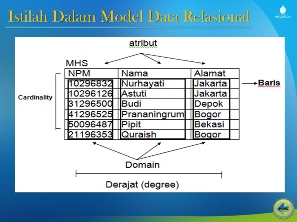 Istilah Dalam Model Data Relasional