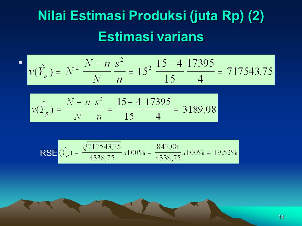 Nilai Estimasi Produksi (juta Rp) (2) Estimasi varians