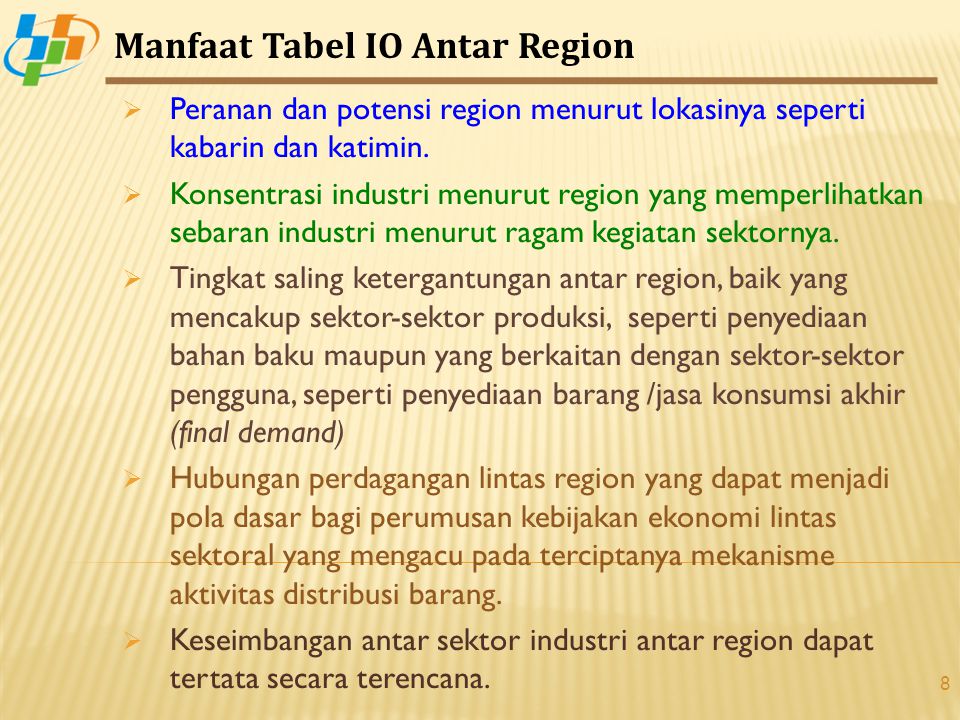 Manfaat Tabel IO Antar Region