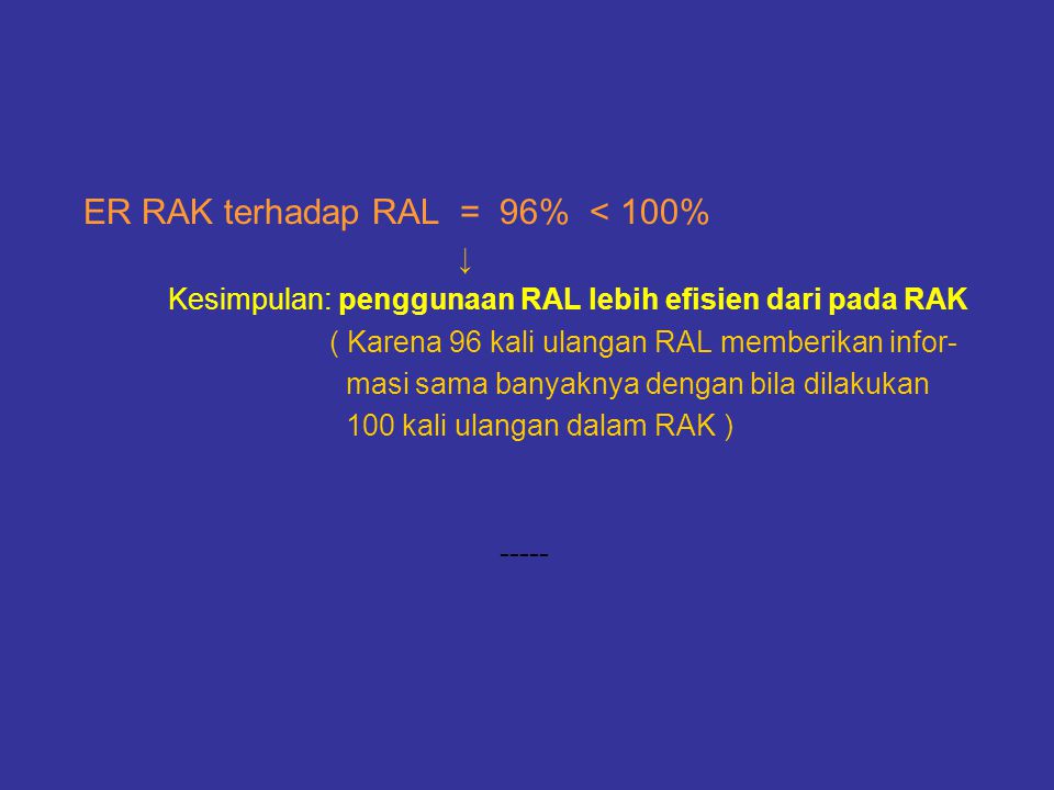 ER RAK terhadap RAL = 96% < 100%