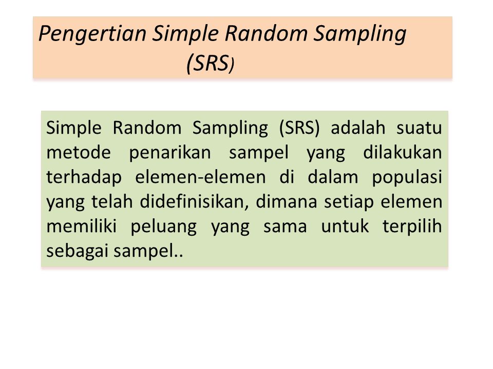 Pengertian Simple Random Sampling (SRS)
