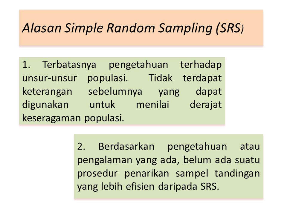 Alasan Simple Random Sampling (SRS)