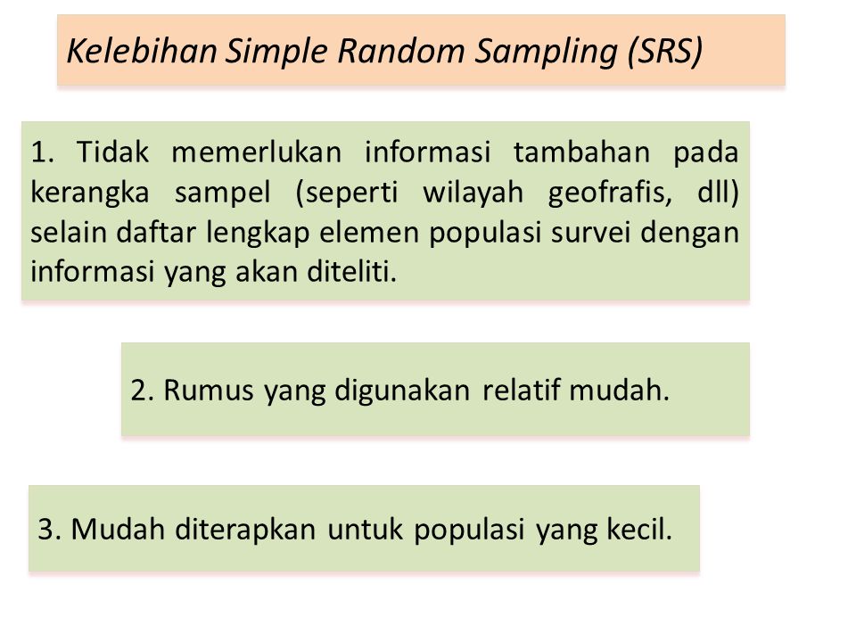 Kelebihan Simple Random Sampling (SRS)