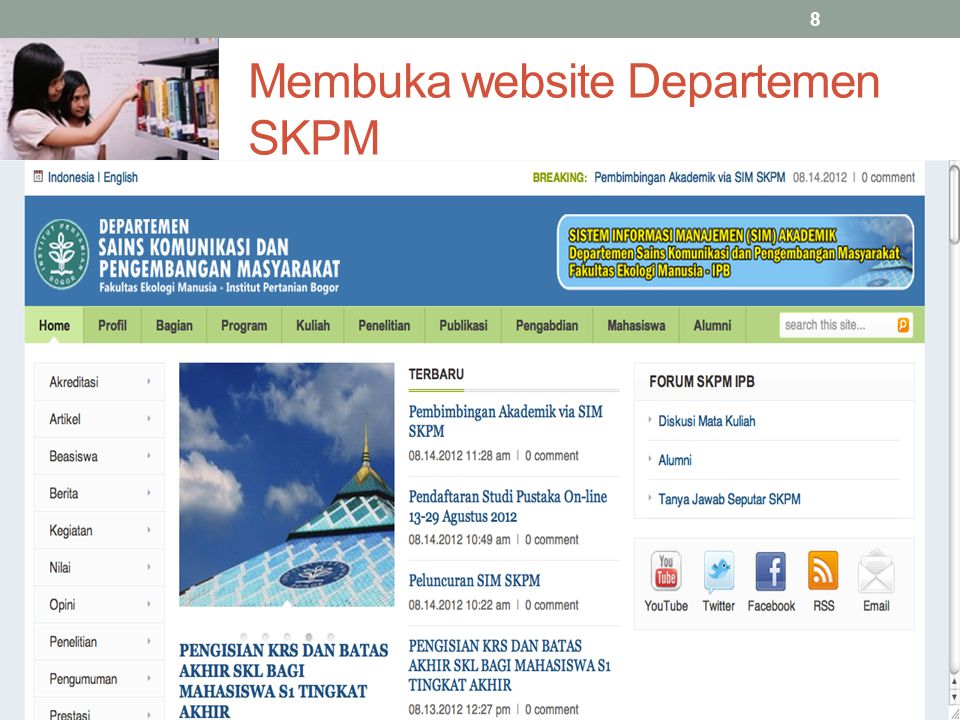 Membuka website Departemen SKPM