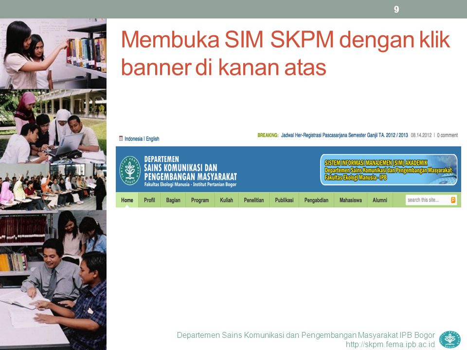 Membuka SIM SKPM dengan klik banner di kanan atas