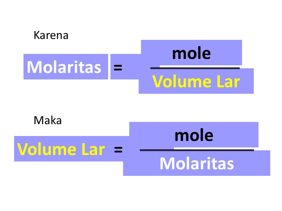 mole Volume Lar mole Molaritas