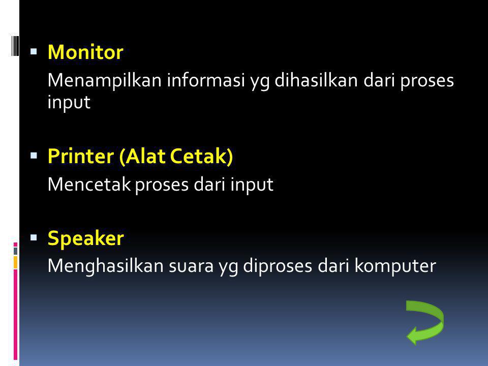 Printer (Alat Cetak) Monitor Speaker