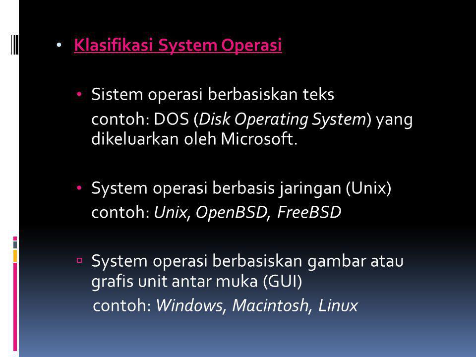 Klasifikasi System Operasi