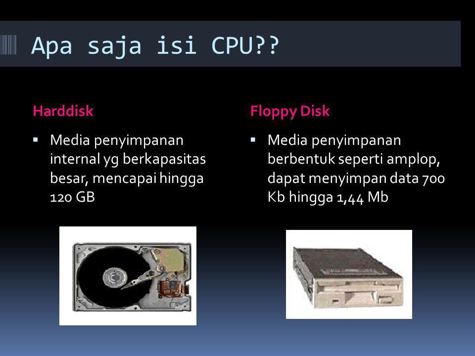 Apa saja isi CPU Harddisk Floppy Disk