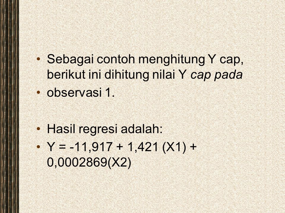 Sebagai contoh menghitung Y cap, berikut ini dihitung nilai Y cap pada