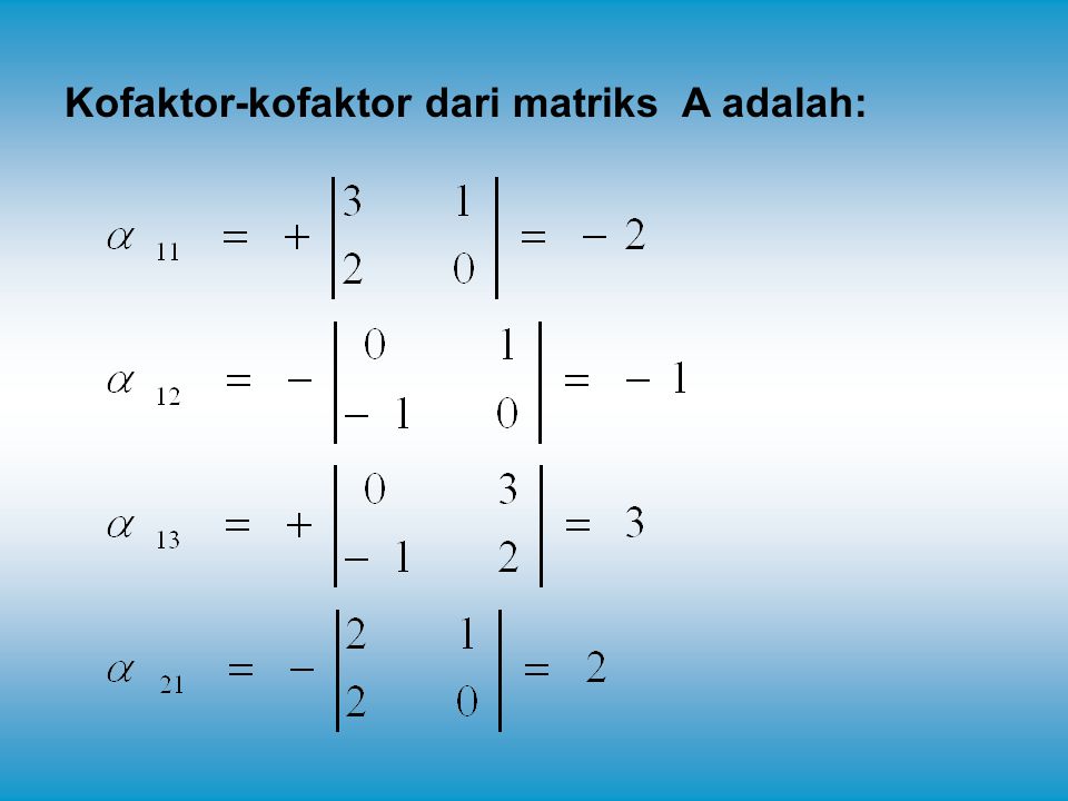 Kofaktor-kofaktor dari matriks A adalah: