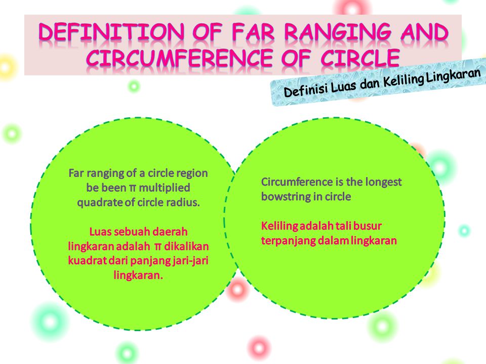 Definition Of Far Ranging and Circumference of Circle