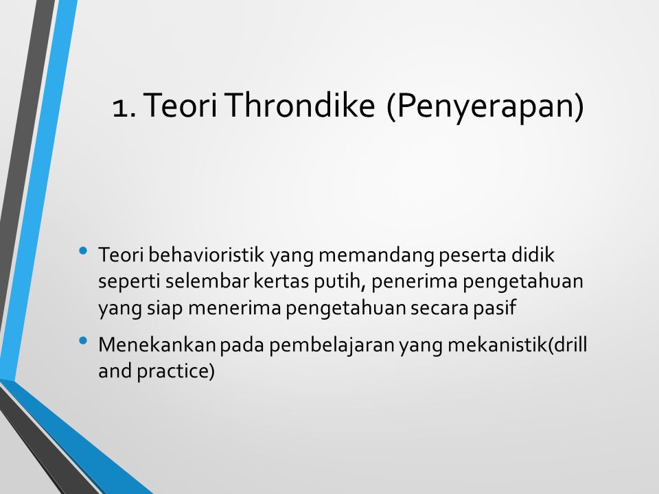 1. Teori Throndike (Penyerapan)