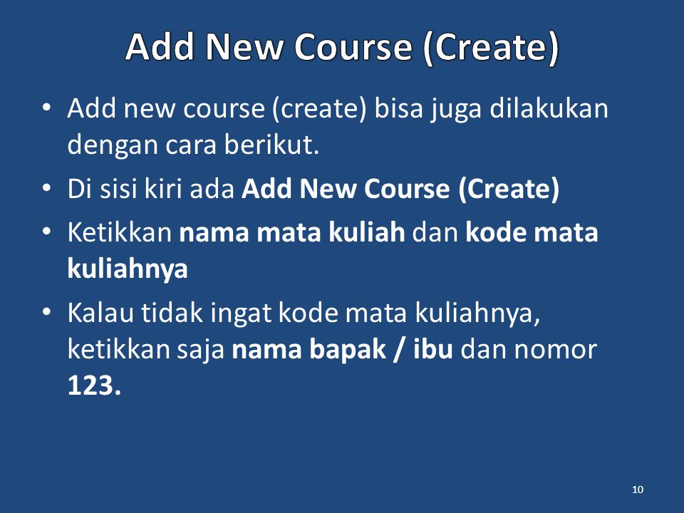 Add New Course (Create)