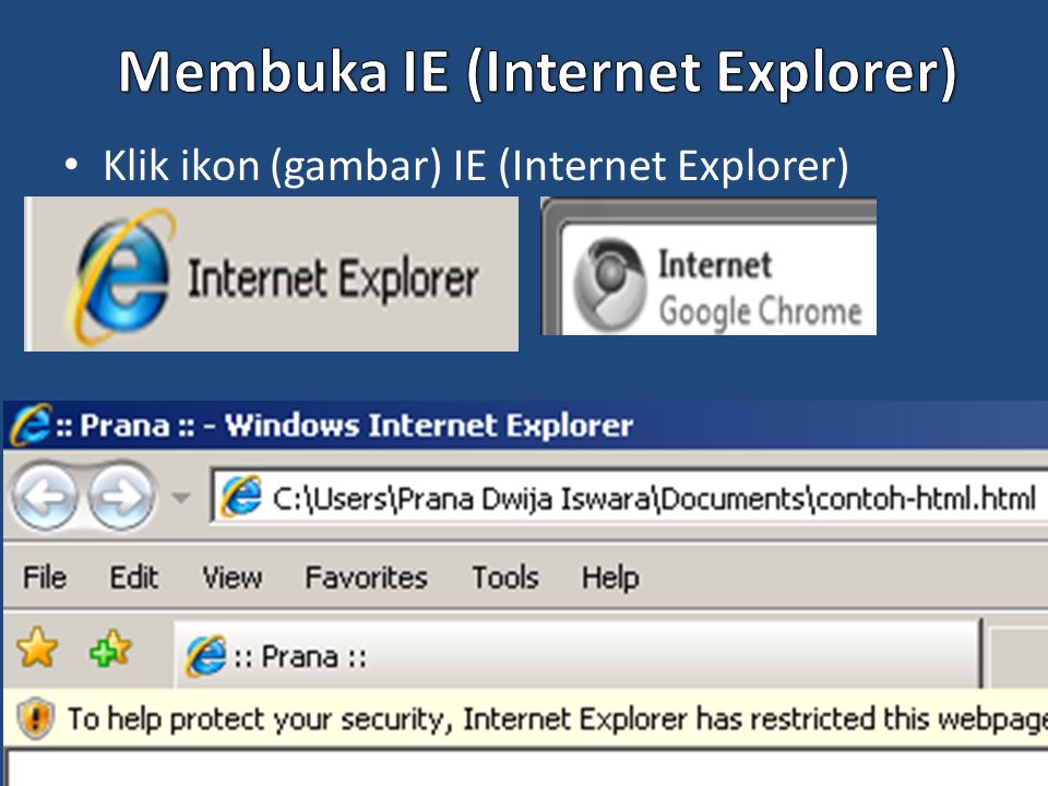 Membuka IE (Internet Explorer)
