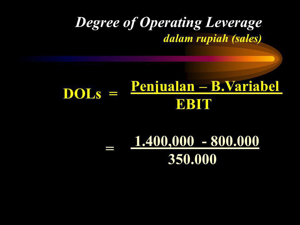Degree of Operating Leverage dalam rupiah (sales)